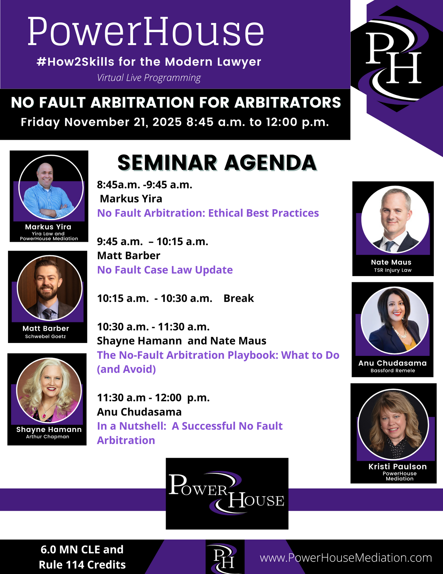 No Fault Arbitration Seminar for Arbitrators (Renewal) - 3.0 Credits - November 21, 2025 - NoFault, Rule 114 and MN CLE - Early bird Pricing