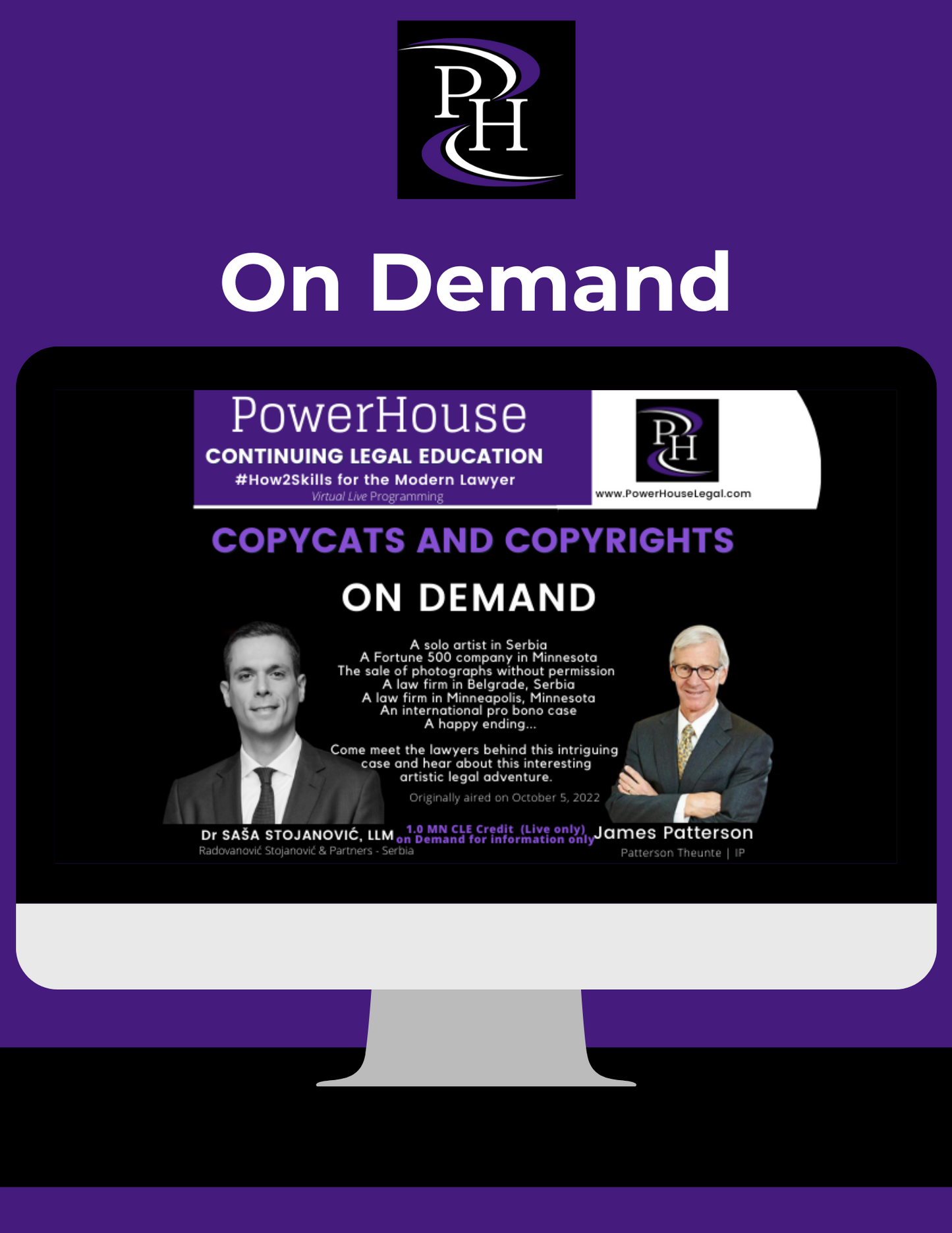 On Demand - Copy Cats and Copyrights (James Patterson and Dr. Sasa Stojanovic)